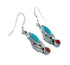Native American Sterling Silver Turquoise Coral Leaf Hook Dangle Earrings AX129215